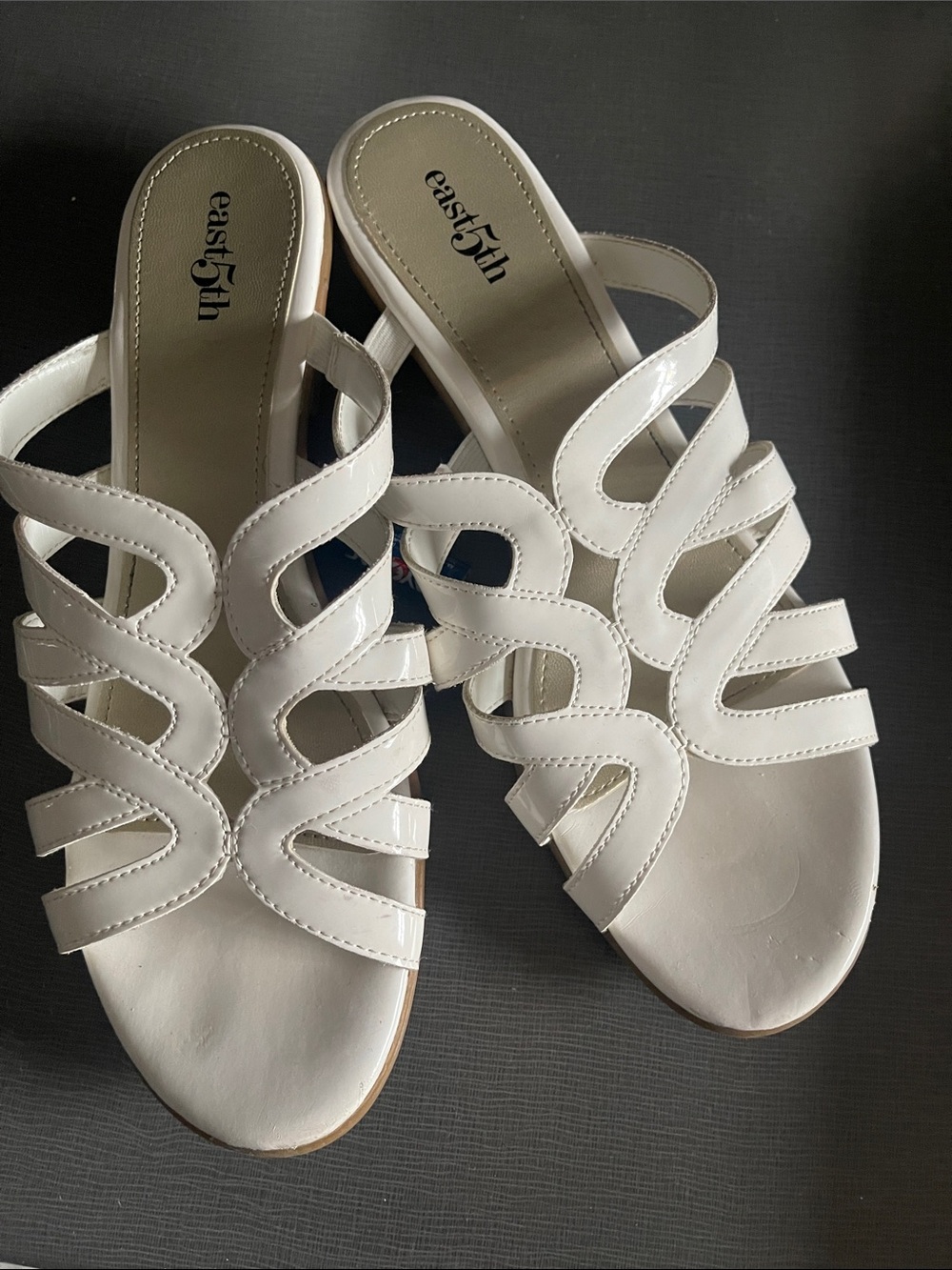 East 5th White Cutout Slide Sandals